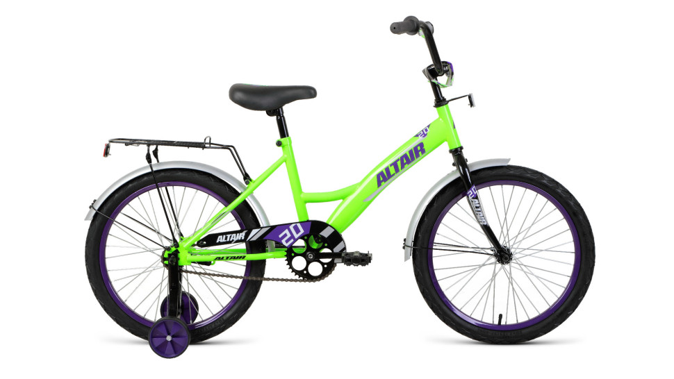 велосипед ALTAIR KIDS 20 (20" 1 ск. рост 13") 2019-2020, ярко-зеленый/фиолетовый