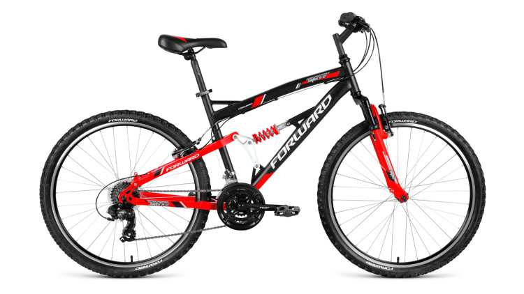 велосипед FORWARD BENFICA 26 1.0 (26" 18 ск. рост 18") черный/красный матовый 2018