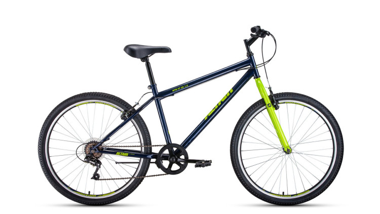 Велосипед ALTAIR MTB HT 26 1.0 (26" 6 ск. рост 17") 2019-2020, темно-синий/зеленый